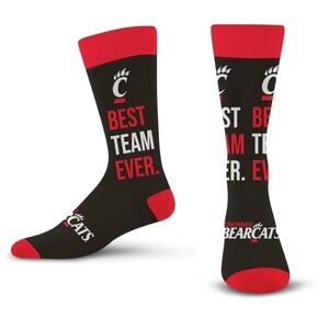 For Bare Feet Best Team Ever‎ Crew Sock NCAA Cincinnati Bearcats Size OSFM NEW